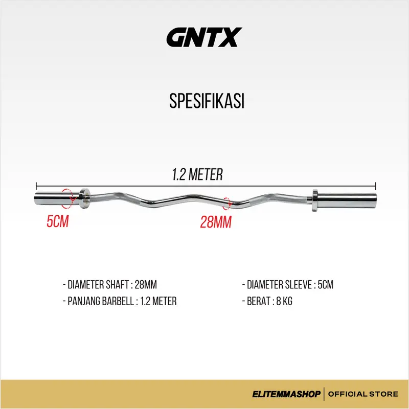 GENETIX FIT Eazy Curl Bar Barbell Untuk Pemula 3