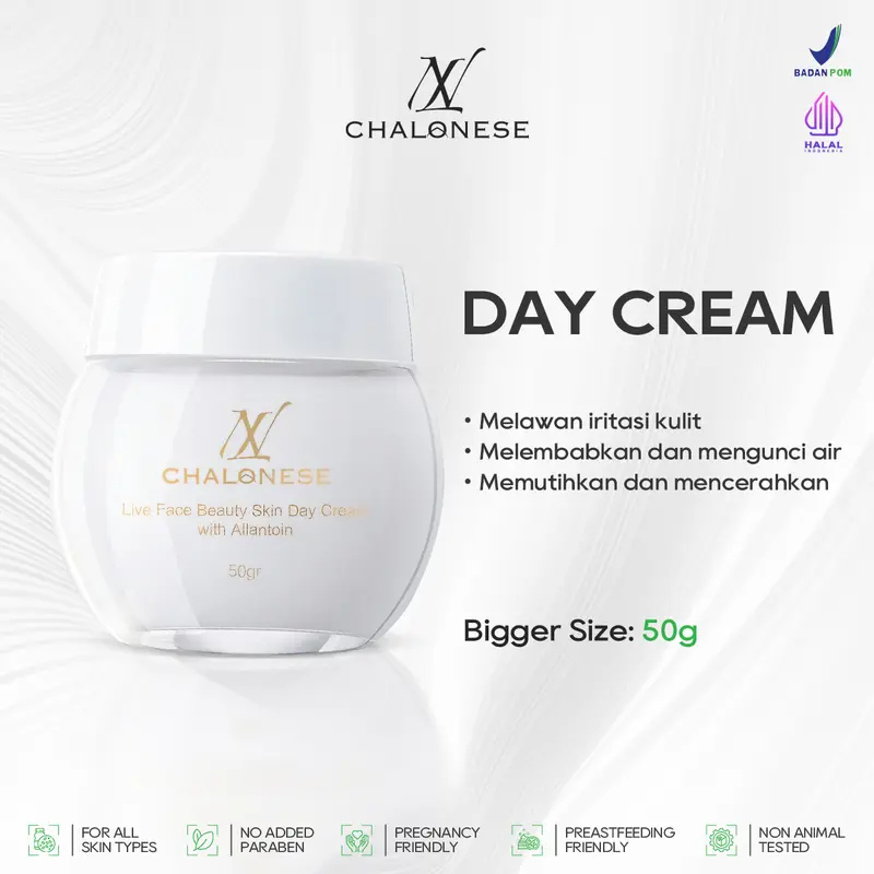 CHALONESE Memutihkan Anti Kerut BPOM mengandung bosein 10% Niacinamide Brightening Moisturizer Glowing Moisture Gel 50g Cream Pemutih Wajah penuaan menghilangkan kerutan  Day Cream Night Cream 4