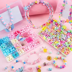 DIY manik manik kalung gelang bando SET PAKET tali kawat gunting mainan edukasi aksesoris kreatifitas anak meronce monte warna warni kotak kerajinan tangan perempuan cewek beaded beads kit 24 montesori montessori kado hadiah mutiara perhiasan bandana