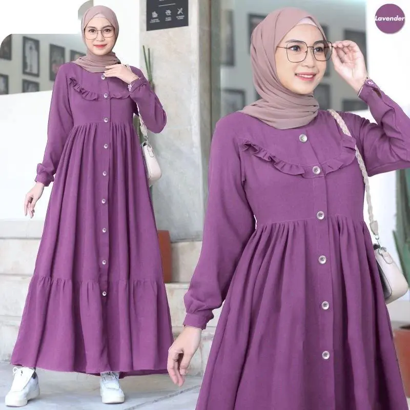 Gamis Lebaran 2025 Archia Dress Maxi Crinkle Airflow Premium Muslim Wanita Gamis Basic Panjang