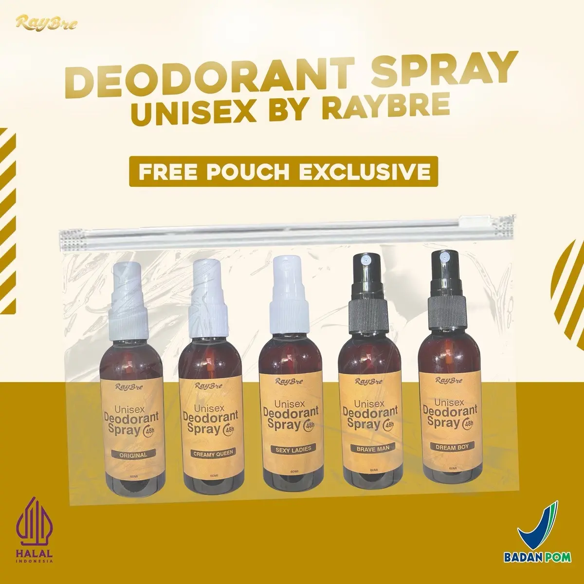 Paket deodorant spray 35ribu dapat 5 ukuran 60ml deodorant Beda Aroma untuk ketiak bau
