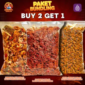 PAKET HEMAT BUNDLING - SEBRING MIX PEDAS DAUN JERUK 250GR, SOSRENG PEDAS DAUN JERUK 250GR, USUS CRISPY PEDAS DAUN JERUK 150GR