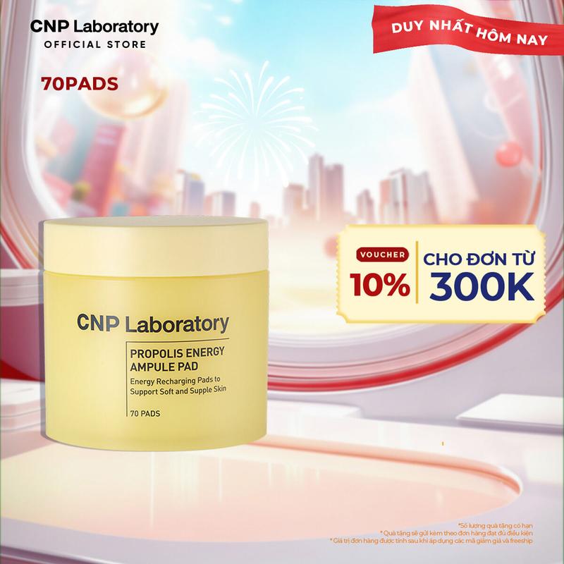 CNP Laboratory Official Bông dưỡng da toner keo ong phục hồi se khít lỗ chân lông Propolis Ampule Pad - Hộp 70 miếng
