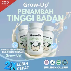 Grow Up Original 1 Botol - Suplemen kalsium Peninggi Badan Ampuh Anak dan Dewasa | Dukung Pertumbuhan Tulang dan Gigi Secara Optimal - Halal & BPOM