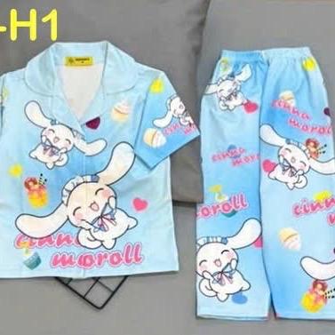 MÃ A63 BỘ PIZAMA TAY NGẮN QUẦN DÀI CHO BÉ GÁI CHẤT THUN LẠNH 3D CO DÃN 4 CHIỀU, ĐỦ SIZE 12-42KG.