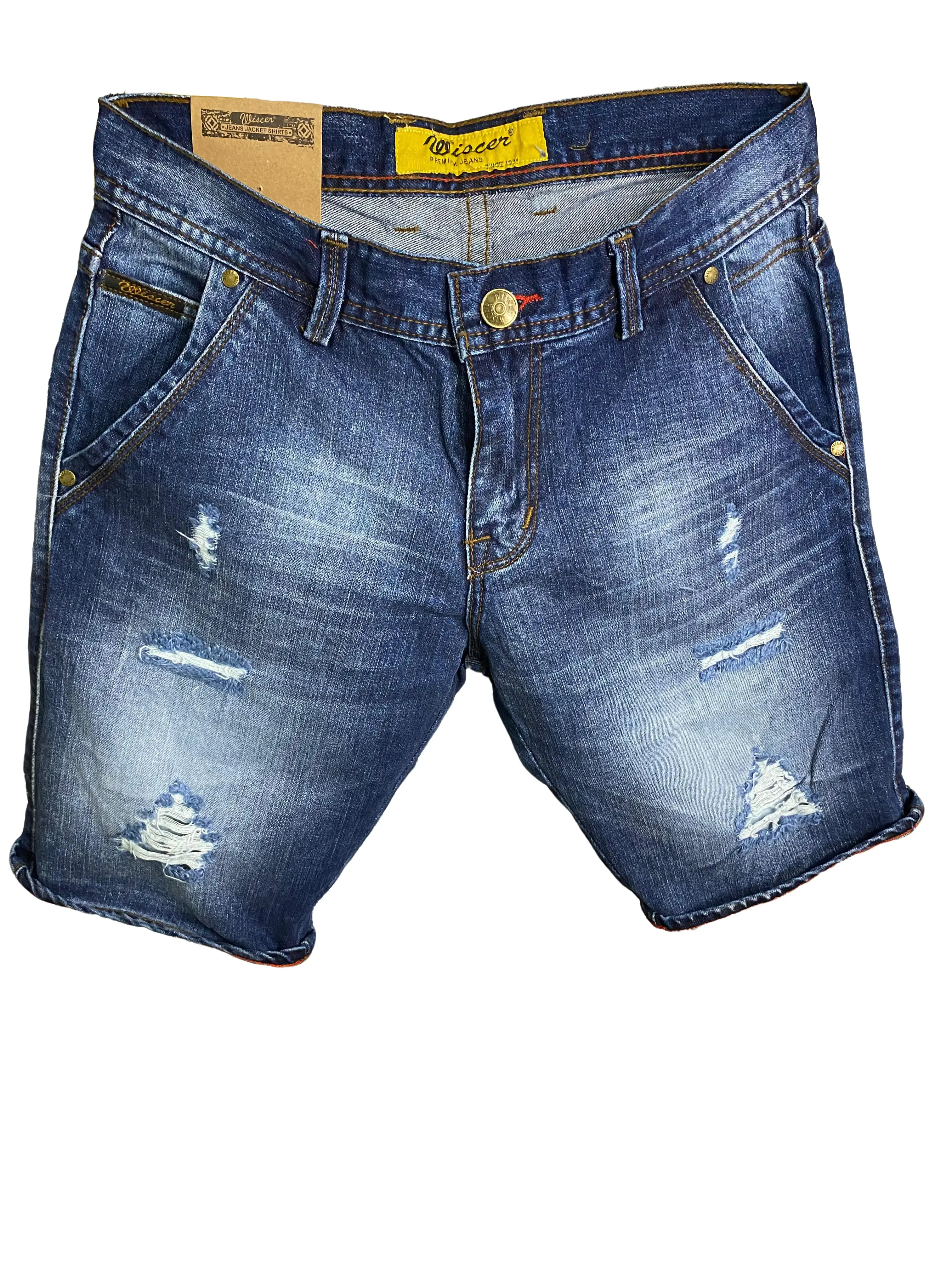 Celana Jeans Pendek Sobek Mc Wiscer Terbaru Model Skinny Pola Nyaman Dan Tidak Luntur Denim Pria celana  sobek