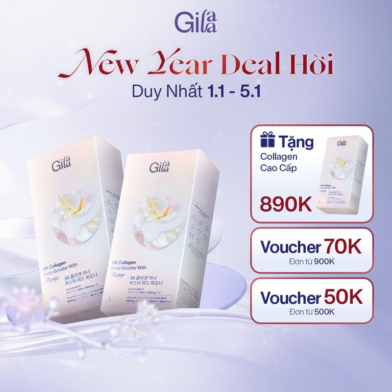  1+1 TPBS 5k Collagen - Gilaa Hàn Quốc Chính Hãng - Dạng Nước hỗ trợ bổ sung Collagen  20gx30 gói  