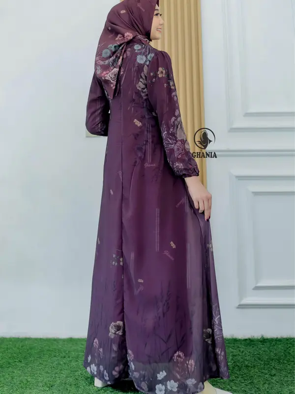 Ghania Cellosia Dress- Putih- lavender- khaky- hitam- maroon 5