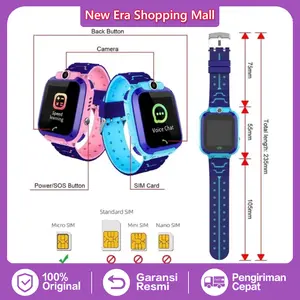 Smartwatch Anak Aimoo Q12 Jam Tangan Anak dengan GPS Tracker & Lampu Senter size 42mm Strap Karet LCD Bisa Telepon Game
