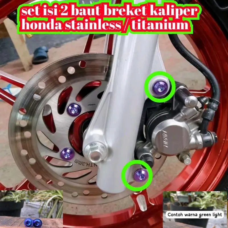 set isi 2 baut breket kaliper honda beat scoopy genio vario supra revo probolt titanium gr5 original Motorcycle 0