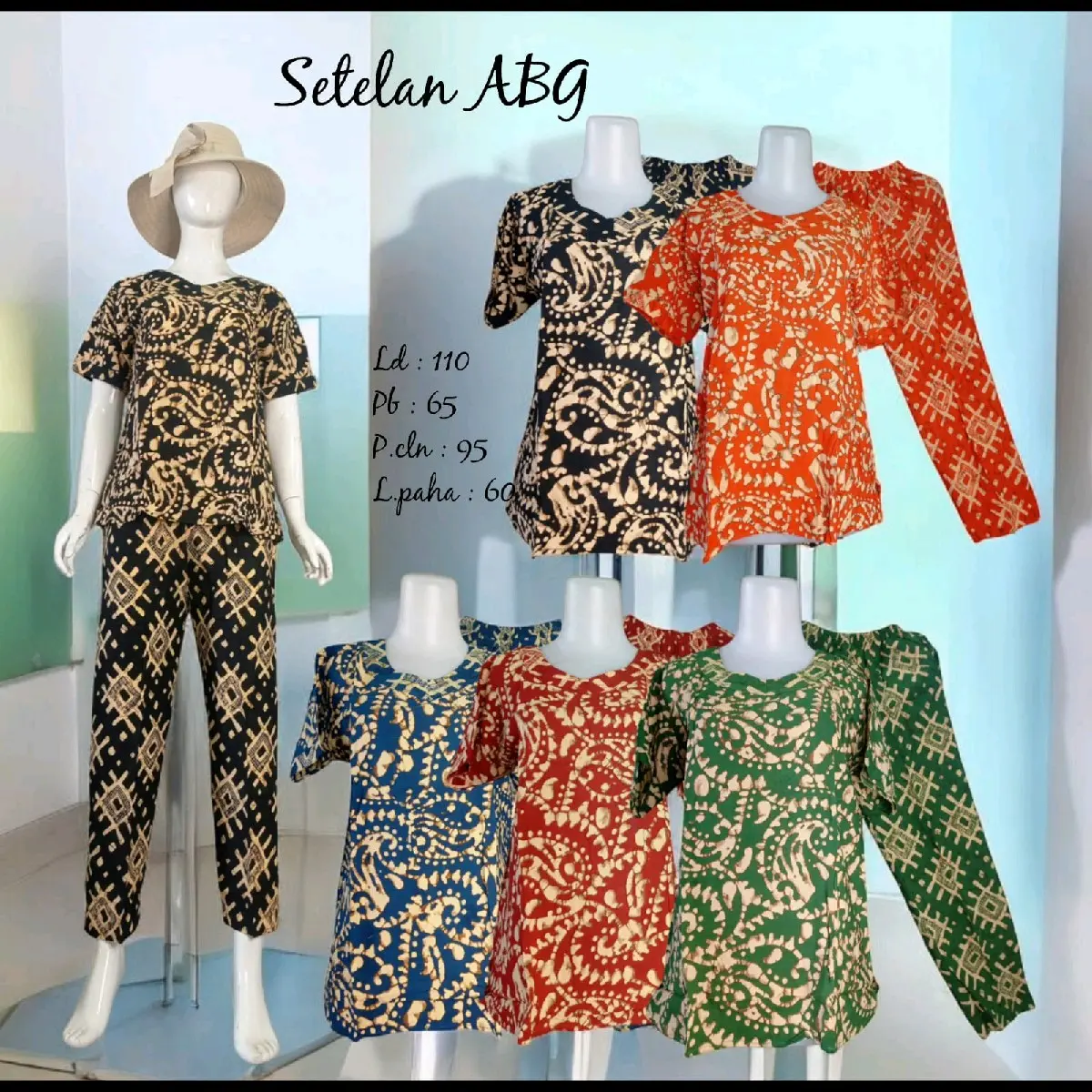 SETELAN BATIK ABG ANAK ANAK BAJU HARIAN Wanita Katun Panjang Celana