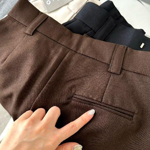 EL - Kendall Highwaist Pants Straight Loose Celana Kulot Highwaist Loose Pants Wanita Dewasa Panjang Wool Formal Casual Polyester Kerja Kantor Hitam