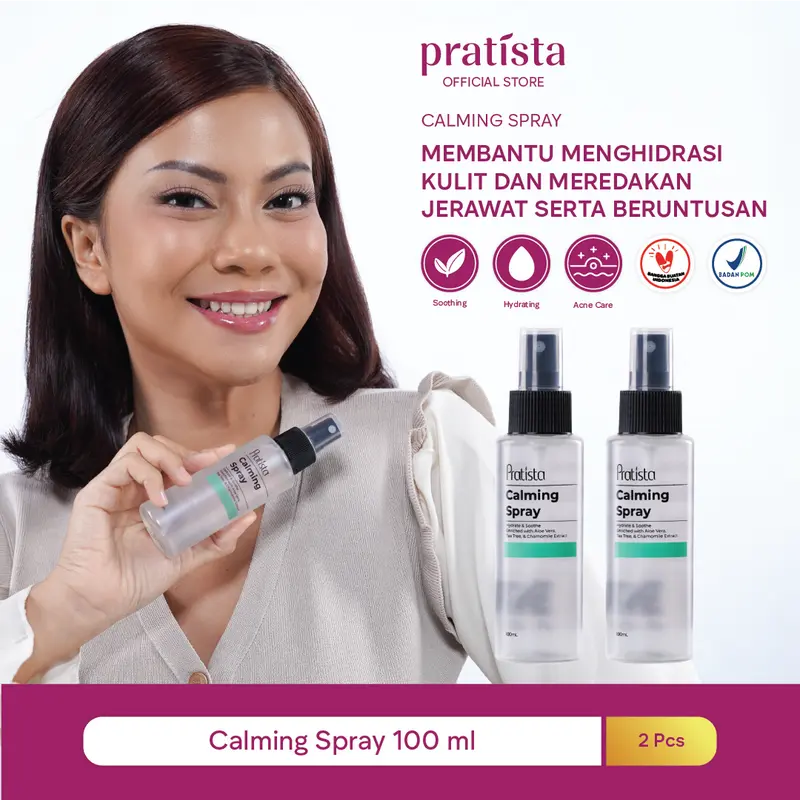 [Promo Hemat Bundling isi 2] Pratista Calming Spray Membantu Menenangkan Kulit Merawat Kulit Beruntusan dan Jerawat Menghidrasi Kulit Wajah 100ml 0