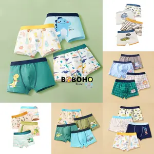 BOBOHO - (4PCS) Paket Pakaian Dalam / Celana Boxer Anak Laki-Laki Motif Katun Lucu Kekanak-Kanakan Bahan Katun Lembut