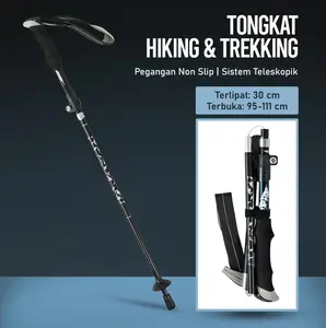 TaffSPORT Tongkat Hiking Lipat Trekking Pole Aluminium Alloy 110cm - 101 Camping Outdoor
