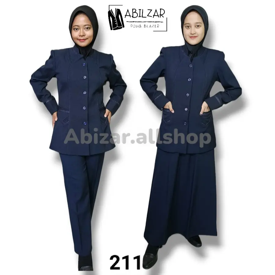BAJU BLAZER SERAGAM DINAS PEMDA PNS GURU PDH WARNA NAVY/ BIRU DONGKER KODE 211