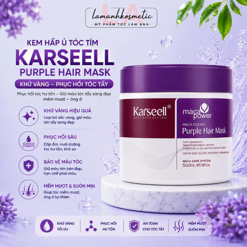 Kem Hấp Ủ Tóc Tím Karseell Purple Hair Mask 500ml – Chăm Sóc Tóc Tẩy, Giúp Tóc…