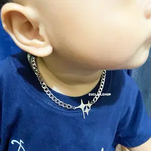 KALUNG RANTAI NK BANDUL BINTANG 3 UNTUK ANAK BAYI SAMPAI REMAJA MODEL HIP HOP KEREN KEKINIAN BAHAN TITANIUM ANTI KARAT