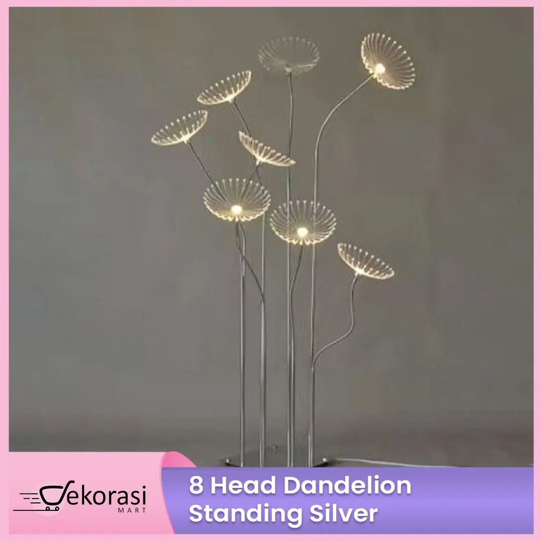 8 Head Dandelion Standing Silver