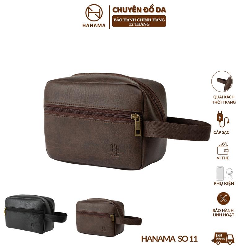   DAILY_HANAMA _ Túi Da PU thiết kê dáng ngang trần trám SO 11 Hanama hai màu Nâu - Đen 