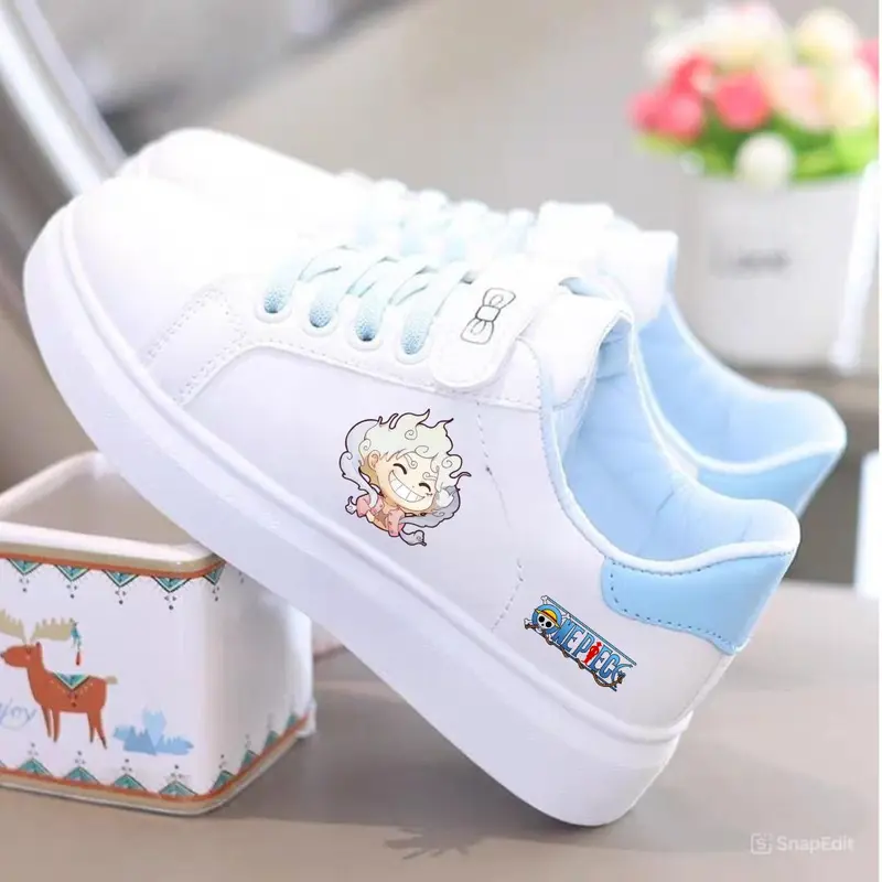 Sepatu Anak Perempuan Luffy One Piece Motif Terbaru - Putih, Pink, Biru - TK/SD 2025 Fashion 4
