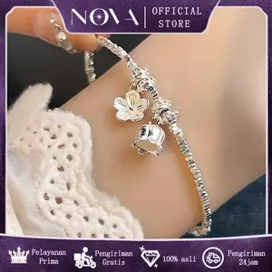 Gelang perak murni S925 Lily of the Valley untuk wanita, hadiah Hari Valentine