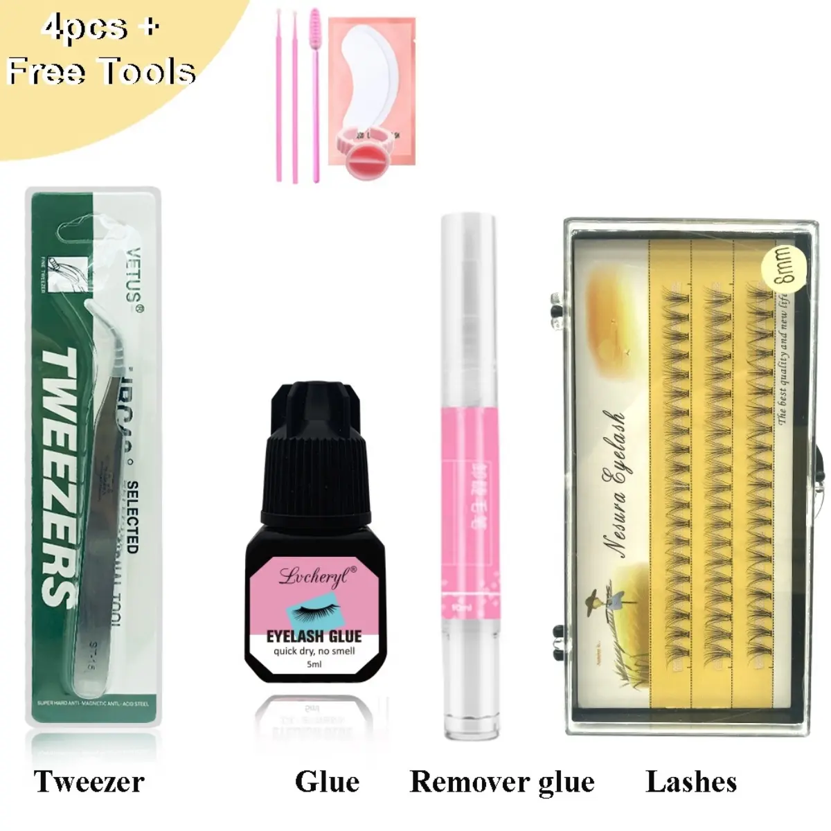 10D Eyelash Extension Set with Glue DIY Eyelash Extension