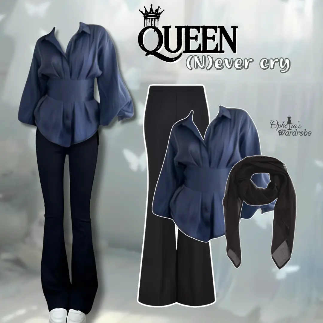 OOTD Cewek Oldmoney Outfit Setelan Wanita Kekinian - Atasan Blouse Navy Hits + Celana Cutbray Scuba Premium |RD0029|