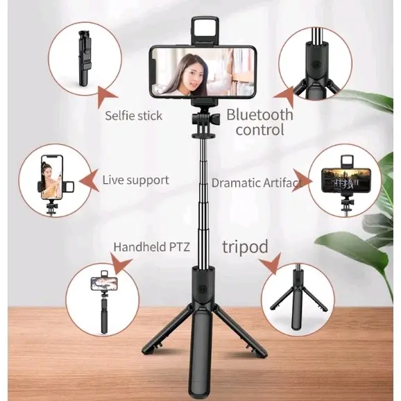 Tongsis Bluetooth R1s Wireless Remote 4 in 1 dengan Lampu Selfi 4
