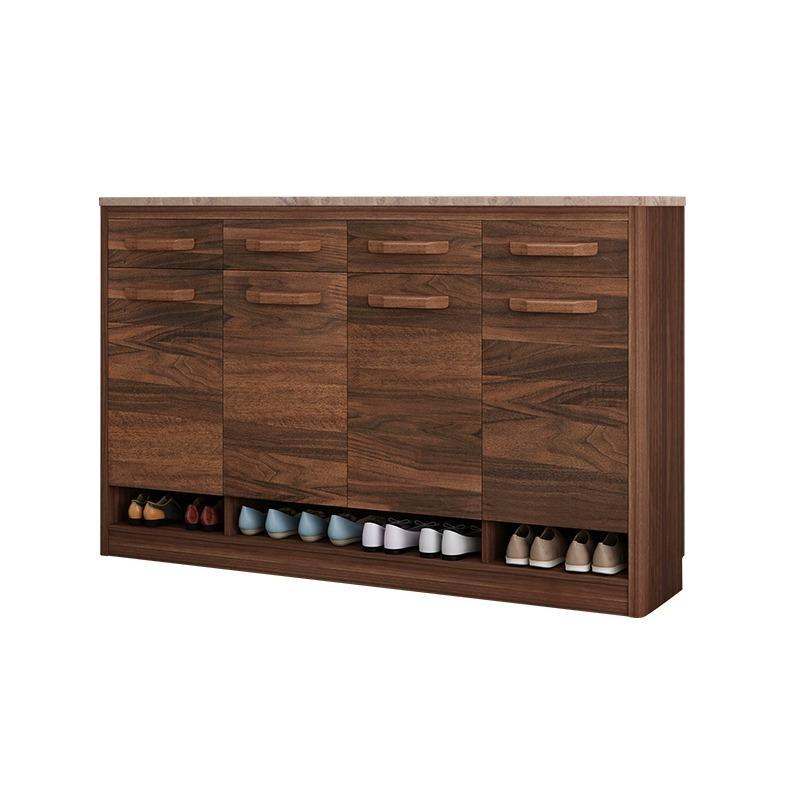 【Pre-order】Walnut colored solid wood large capacity shoe cabinet for home use, outdoor hallway, elevator entrance, marble balcony storage cabinet 2