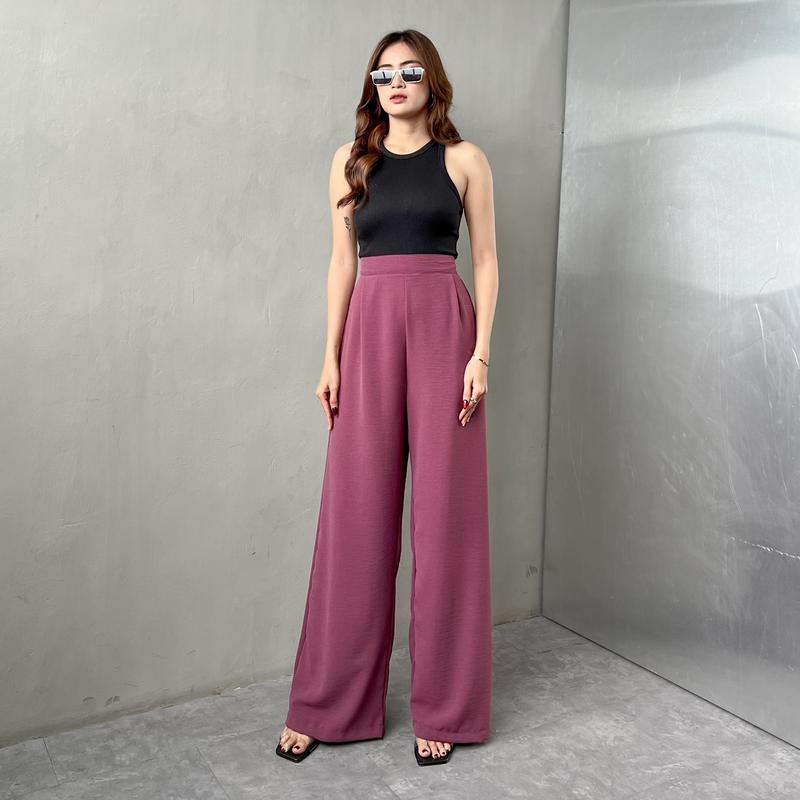 Georgios Women l Ely Culottes Pants | Celana Panjang Kulot Wanita Kekinian Bawahan Casual High Waist Dewasa Hitam Loose Airflow Tebal 4