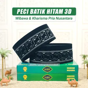 Peci Batik Hitam Motif 3D Royal Dewasa Anak Kopiah Haji Muslim Songkok Favorit Pria Khalifa
