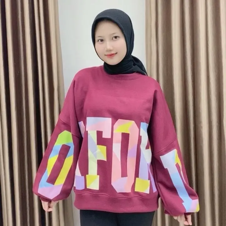 Oxford Series - Sweater Oxford Oversize - Sweater Aesthetic Bahan Katun Fleece - Crewneck Cewek Atasan Wanita 7