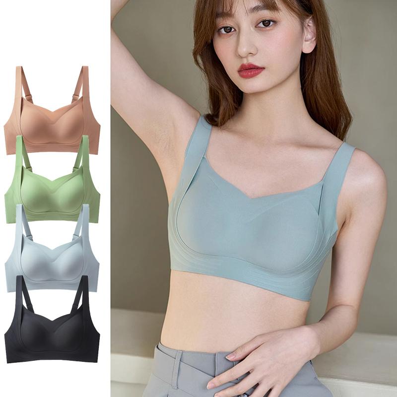 Non Marking Bra Female Big Breasts Look Small Gathering Up Top Correction Adjustable Prevent  Sagging 0