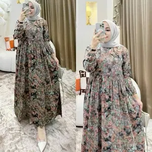 KANAYA-MIDI Dress LD 120 Dress Busui friendly mat rayon MOTIF BUNGA Gamis Muslim Wanita