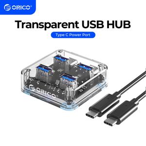 ORICO USB Hub Lutsinar 4 Port USB Pengagih Suis USB3.0 5Gbps Kelajuan Tinggi untuk Telefon Bimbit Komputer Riba Tab (MH4UC)