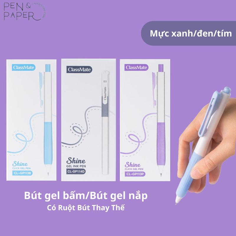  Hộp 10 12 Bút Gel Bấm Nắp ClassMate Ngòi ST 2 Bi Siêu Trơn Mực Nhanh Khô Không Lem Có Đủ Màu Mực Xanh Đen Tím Bút Bi Nước Dạng Bấm Dạng Nắp Phù Hợp Cho Học Sinh Sinh Viên 