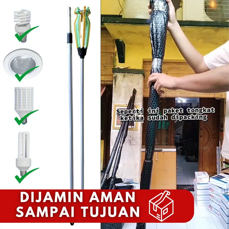 TOngkat Stick Pengganti Pemasang Bohlam Lampu Downlight 2in1 Serbaguna 3 Meter Safety Alat Pasang Lampu Aman 7