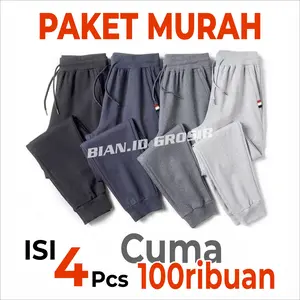 PAKET MURAH ISI 4pcs Celana Joger Panjang Unisex ( Pria dan Wanita ). Celana Joger Sport / Celana Training Olahraga Bahan Babytery Premium Tebal Lembut dan Nyaman Menyerap Keringat.
