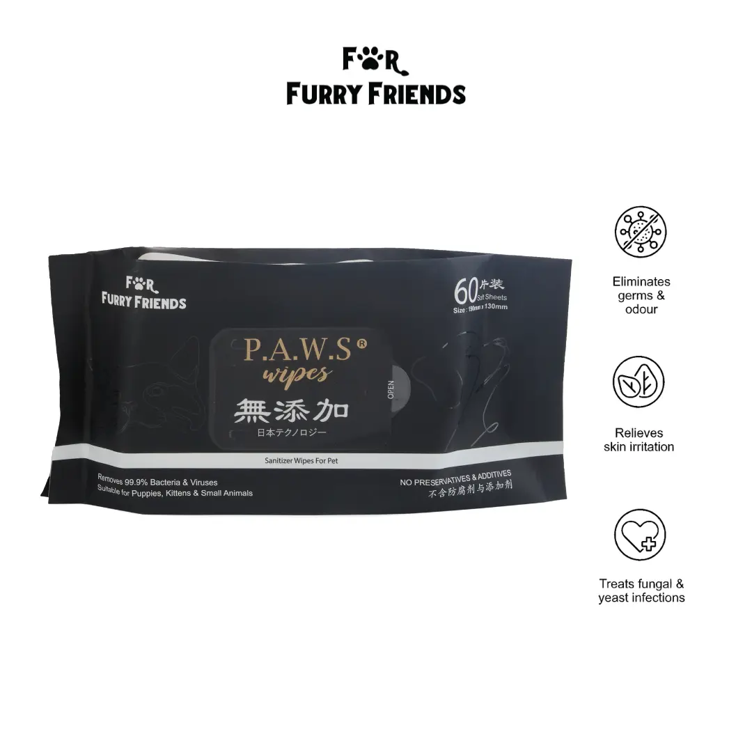 (For Furry Friends) Pet’s Activated Water Sanitizer (P.A.W.S) Wipes 60pcs