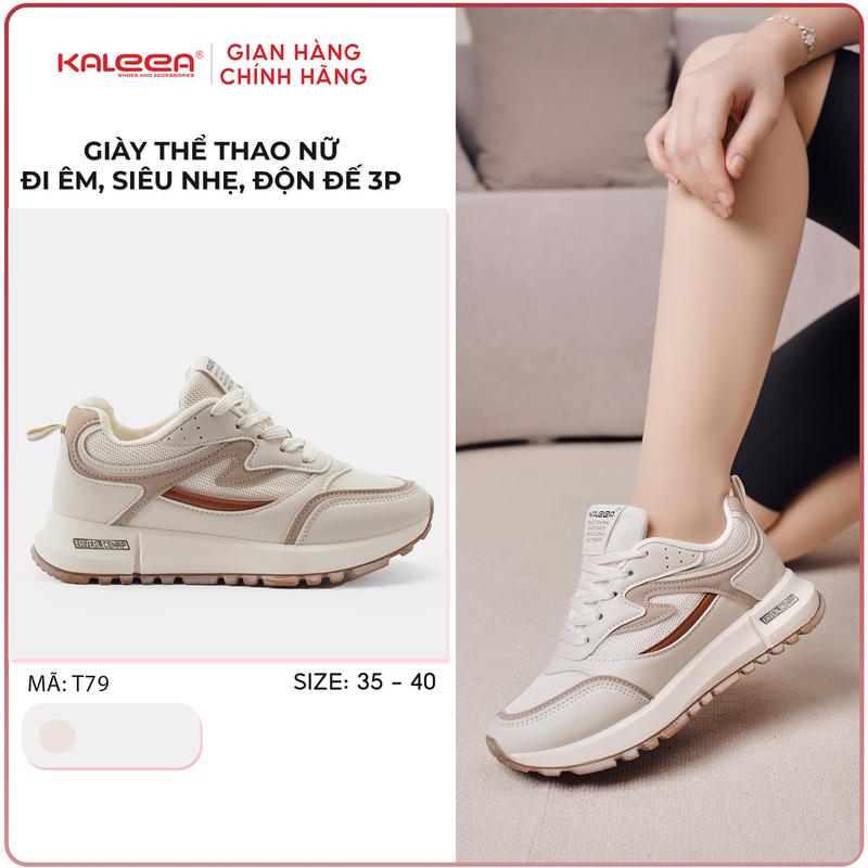 Giày thể thao nữ Kaleea T79 (+1 size) đi bộ tập gym lưới dệt kim sneaker đế cao 3p 0