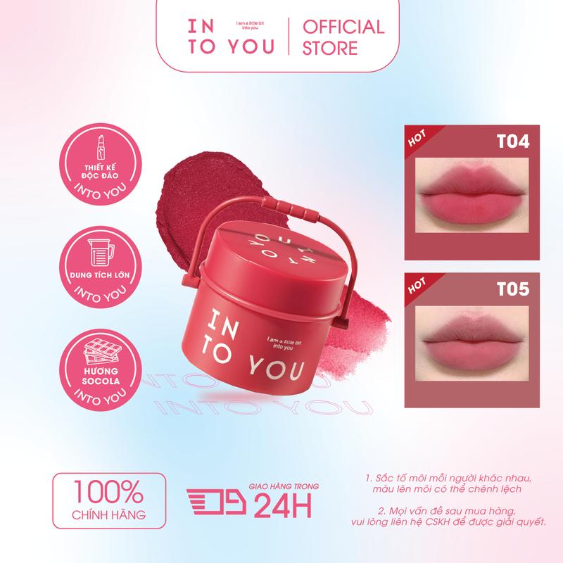 Son Thùng INTO YOU Dạng Bùn Mềm Mịn Dễ Tán Đều 3-in-1 Nhiều Màu Sắc Dùng Được Cả Cho Môi Má Mắt T04 6g