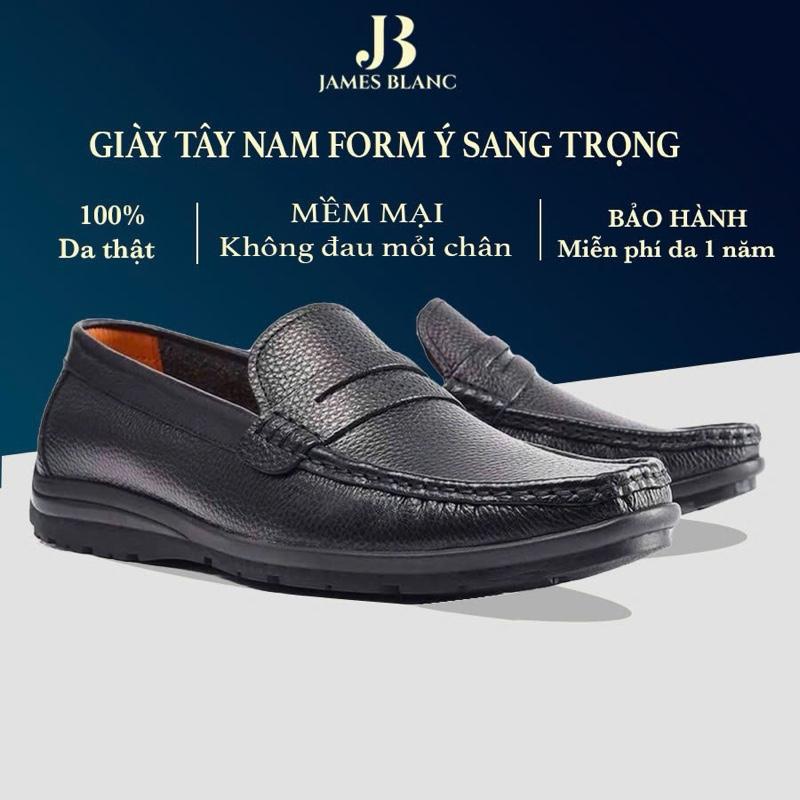  James Blanc Giày Lười Nam G-2687 Giày Nam Da Bò Nhập Khẩu Mềm Mại Êm Chân Shoes Cao Su 