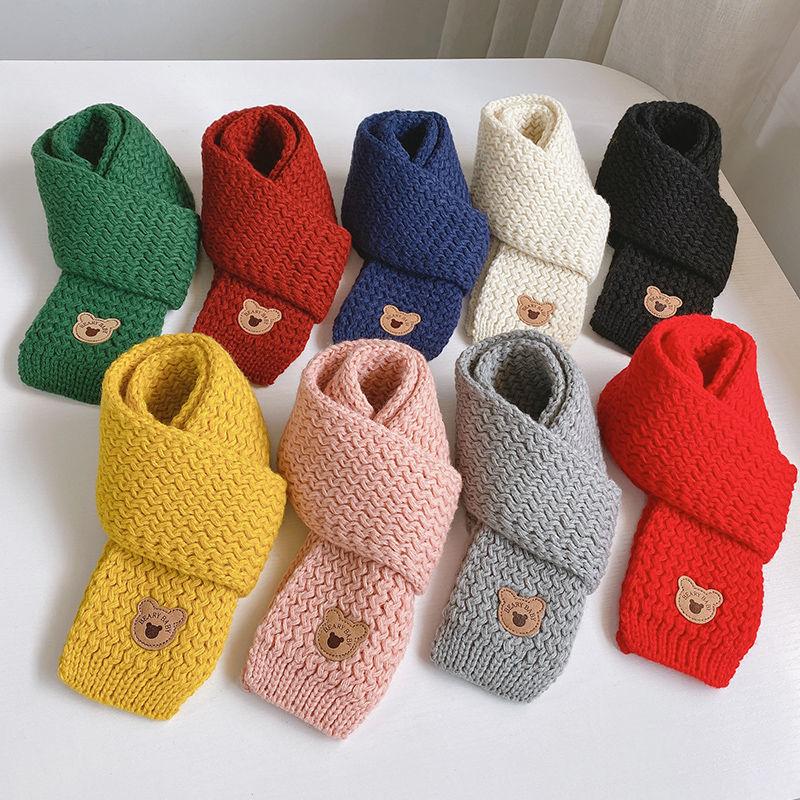 Product Introduction of Cute Bear Knitted Baby Scarf Autumn Winter Soft Woolen Toddler Boy Girl Scarves Outdoor Windproof Kids Neckerchief 22