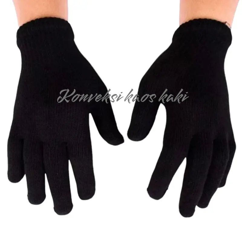 Sarung Tangan Rajut Hitam Polos untuk Pria dan Wanita Dewasa - 1 Pasang Gloves 0