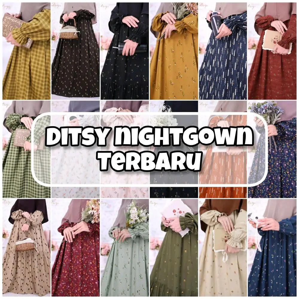 gamis DITSY, gamis DITSY MOSLEM, GAMIS DITSY, DITSY nightgown, gamis viscose premium