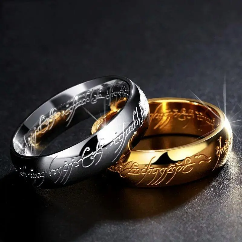 Nhẫn Ma Thuật, Cao Cấp, Không Phai Màu, Được Làm Bằng Thép Titan Thật, Phong Cách Độc Đoán Chủ Đề Chúa Tể Của Những Chiếc Nhẫn, Thích Hợp Cho Các Cặp Đôi, Nhẫn Ngón Trỏ Cá Nhân Hóa Cho Nam, Chủ Đề Chúa Tể Của Những Chiếc Nhẫn