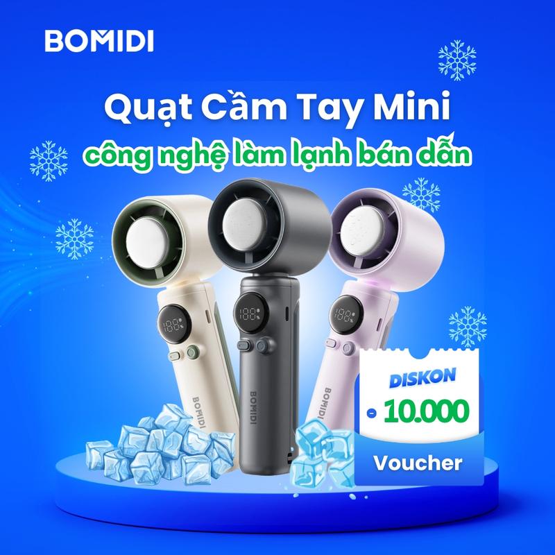 Quạt Cầm Tay Mini Bomidi MF01 - Quạt phản lực cầm tay Có Thể Điều Chỉnh 100 Tốc Độ Có Màn Hình Kỹ Thuật Số LED Đi kèm với phụ kiện