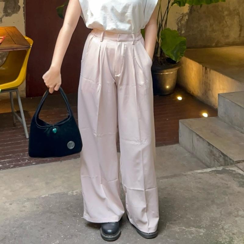 ByNeeth Flowy Wide Pants  - Celana Flowy - Celana Wide leg - Celana Kulot - Celana Kain - Celana Highwaist - Celana Viral 0
