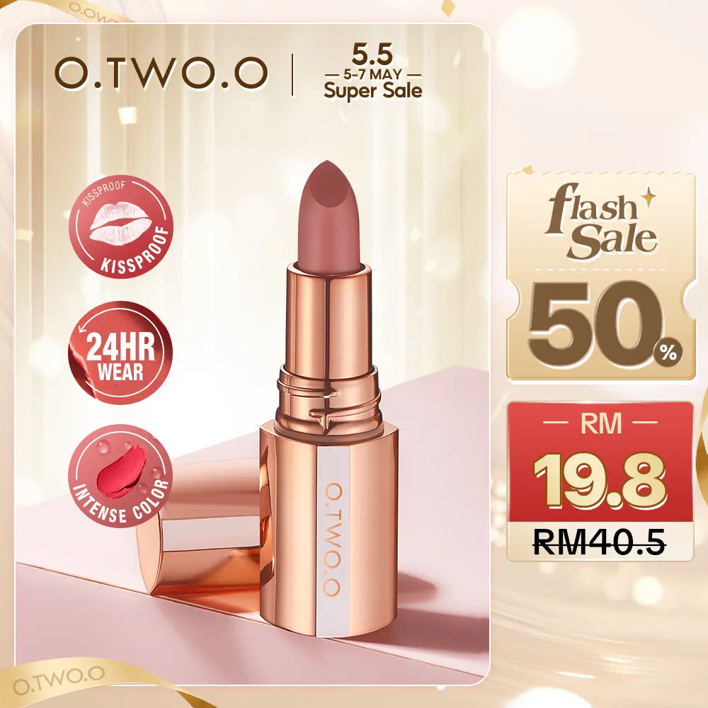 [MY] O.TWO.O, Gincu Pusam, Tekstur Kabus Baldu, Teknologi Mekap Kunci, Kunci Ciuman Berkabus, Tahan Lama, Perlu Menunggu Pengeringan, Sesuai untuk Bibir
